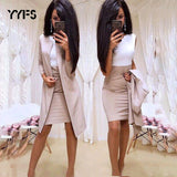 Dress suit women Sheath O-Neck Mini Dress Sexy Formal blazer dress femme office wear 2 Piece Female Sets vestido formal mujer