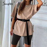 Simplee Casual solid new women's two piece suit including belt solid color home loose sports fashion leisure suit summer 2020