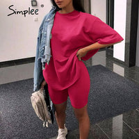 Simplee Casual solid new women's two piece suit including belt solid color home loose sports fashion leisure suit summer 2020