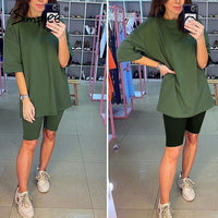 Simplee Casual solid new women's two piece suit including belt solid color home loose sports fashion leisure suit summer 2020