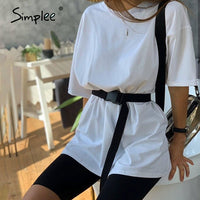 Simplee Casual solid new women's two piece suit including belt solid color home loose sports fashion leisure suit summer 2020