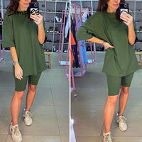 Simplee Casual solid new women's two piece suit including belt solid color home loose sports fashion leisure suit summer 2020