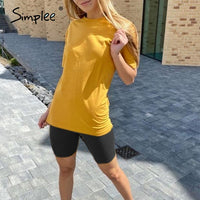 Simplee Casual solid new women's two piece suit including belt solid color home loose sports fashion leisure suit summer 2020